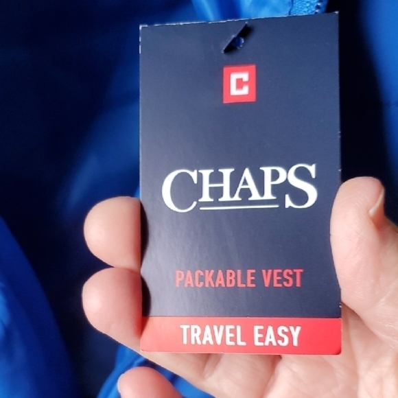 Chaps Blue Quilted Travel Easy Packable  Vest - Picture 4 of 9